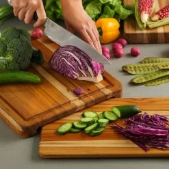 TeakHaus Edge Grain Cutting Board W/Small Board + Juice Canal (Rectangle) | 16" X 12" X 1.25" 9 TeakHaus Edge Grain Cutting Board W/Small Board + Juice Canal (Rectangle) | 16" X 12" X 1.25" -Knife Sets Shop 01.10 traditional 110 1