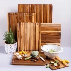 TeakHaus Edge Grain Cutting Board W/Hand Grip + Juice Canal (Rectangle) | 20" X 15" X 1.5" With Board Seasoning Stick -Knife Sets Shop 01.14 traditional 2
