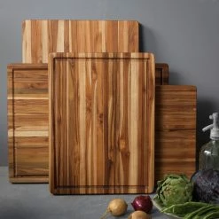 TeakHaus Edge Grain Cutting Board W/Hand Grip + Juice Canal (Rectangle) | 20" X 15" X 1.5" 9 TeakHaus Edge Grain Cutting Board W/Hand Grip + Juice Canal (Rectangle) | 20" X 15" X 1.5" -Knife Sets Shop 01.1 traditional