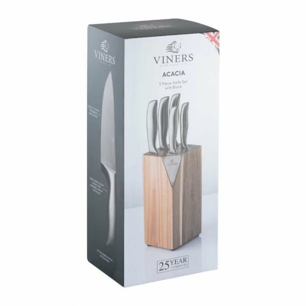Viners 5-Piece Knife Block Set | Acacia 5 Viners 5-Piece Knife Block Set | Acacia - Image 3