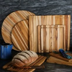 TeakHaus Edge Grain Cutting/Serving Board + Juice Canal (Square) | 11.75" X 11.75" X 0.5" -Knife Sets Shop 04.5 essential 4