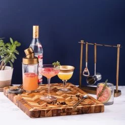 TeakHaus Herringbone Edge-Grain Cutting/Serving Board W/Hand Grips + Juice Canal (Rectangle) | 20" X 16" X 1.5" -Knife Sets Shop 11.1 herring 321