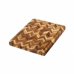TeakHaus Herringbone Edge-Grain Cutting/Serving Board W/Hand Grip (Rectangle) | 16" X 12" X 1.5"