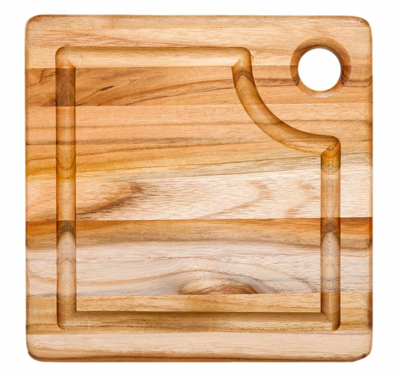 TeakHaus Edge Grain Marine Board W/Corner Hole + Juice Canal (Square) | 8" X 8" X 0.75" 4 TeakHaus Edge Grain Marine Board W/Corner Hole + Juice Canal (Square) | 8" X 8" X 0.75" - Image 2