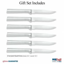 Rada Cutlery 6-Piece Serrated Steak Knife Set | Silver -Knife Sets Shop 6 serrated steak knives features c 5000x