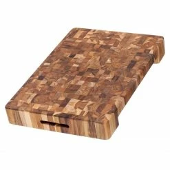 TeakHaus End Grain Butcher Block W/Hand Grip + Bowl Cut Out (Rectangle) | 20" X 14" X 2.5"