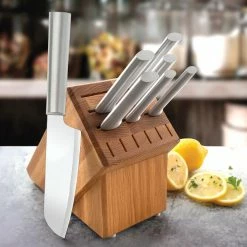 Rada Cutlery 8-Piece Essential Oak Block Set | Silver -Knife Sets Shop essentail oak block gift set s58 a 5000x