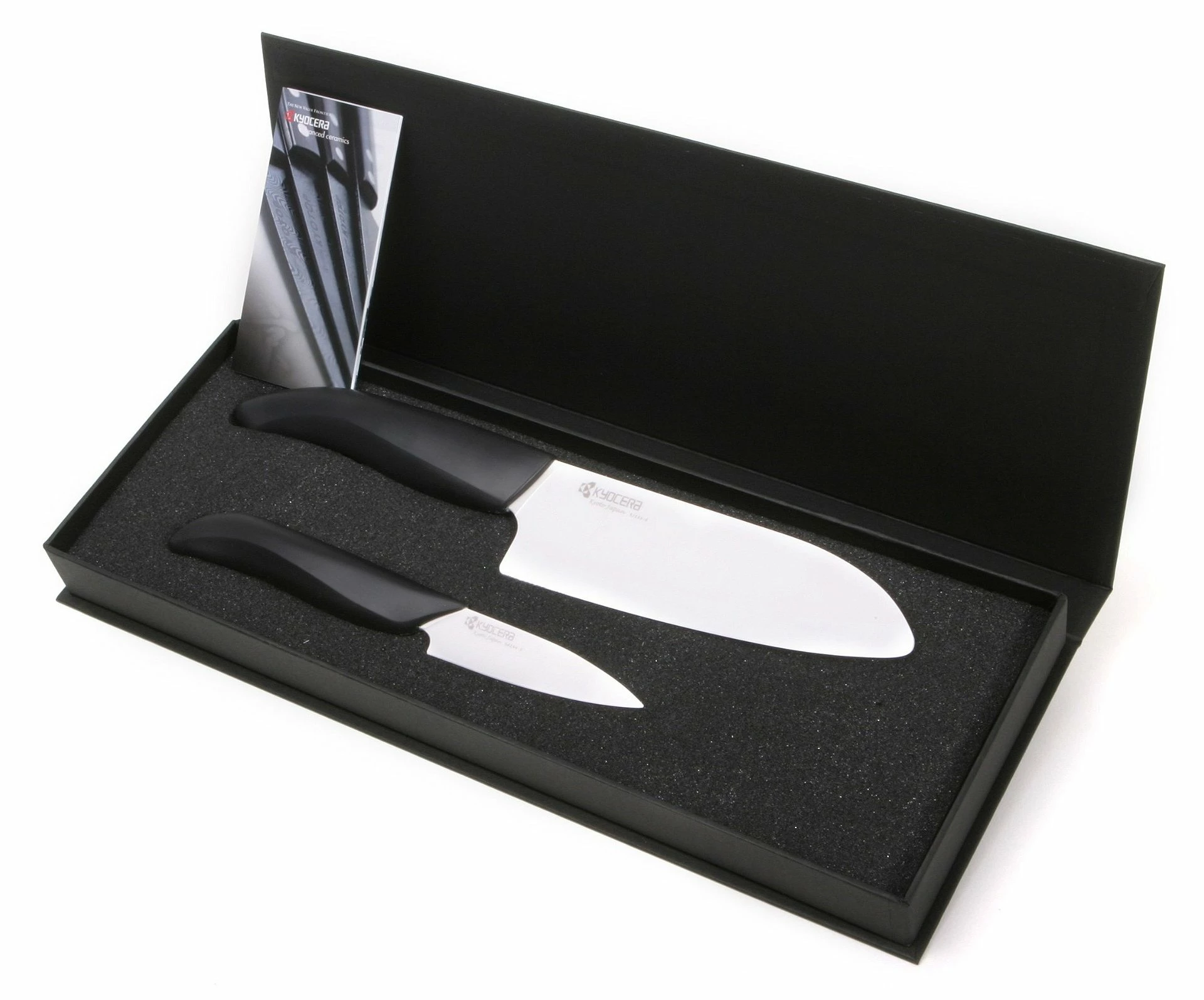 Kyocera Ceramic Knife Set 2 PC - 5.5" Santoku & 3" Paring Black Handle/White Blade 3 Kyocera Ceramic Knife Set 2 PC - 5.5" Santoku & 3" Paring Black Handle/White Blade