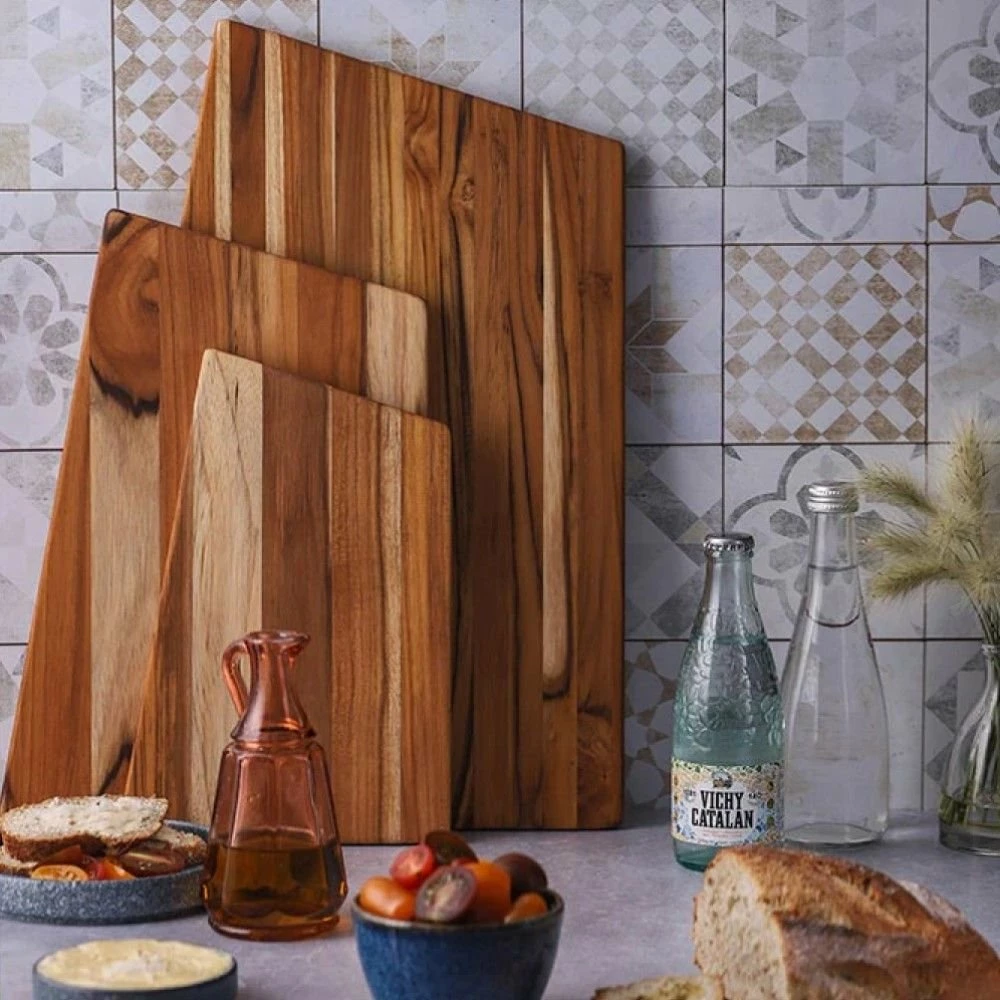 TeakHaus Trapeze Edge Grain Cutting/Serving Board | 11" X 7" X .55" 6 TeakHaus Trapeze Edge Grain Cutting/Serving Board | 11" X 7" X .55" - Image 4