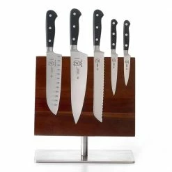Mercer Cutlery Mercer Culinary Acacia Magnetic Knife Board With Stand - Medium -Knife Sets Shop mercer culinary magnetic knife board medium m30726
