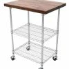 John Boos Rolling Cart With Walnut Wood Top 2 John Boos Rolling Cart With Walnut Wood Top -Knife Sets Shop met wwc 1