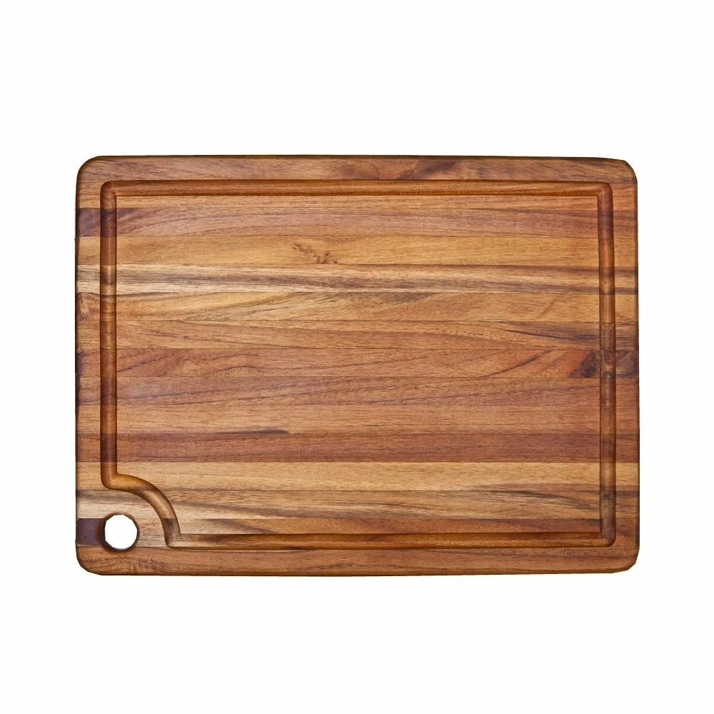 TeakHaus Edge Grain Carving Board W/Corner Hole + Juice Canal (Rectangle) | 18" X 14" X 0.75" 3 TeakHaus Edge Grain Carving Board W/Corner Hole + Juice Canal (Rectangle) | 18" X 14" X 0.75"