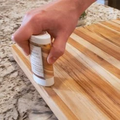 TeakHaus Edge Grain Carving Board W/Hand Grip (Rectangle) | 20" X 15" X 1.5" With Board Seasoning Stick -Knife Sets Shop teak gg 1 square